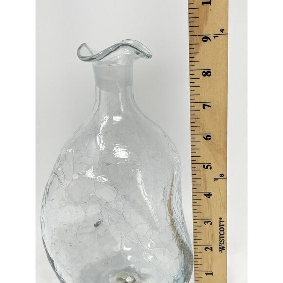 MCM Vintage Blenko #49 Clear Crackle Pinched Glass Decanter **No Stopper** - Picture 4 of 9